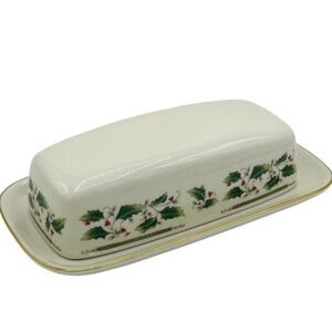 Vintage Holly Holiday By Royal Limited Butter Dish